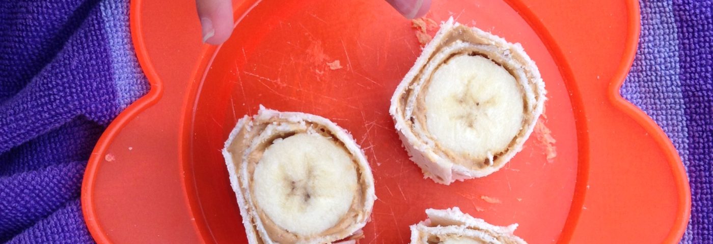 nut butter banana pinwheel wraps